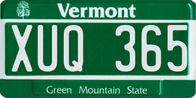 VT license plate XUQ365