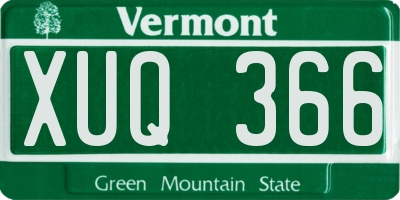 VT license plate XUQ366