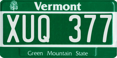 VT license plate XUQ377