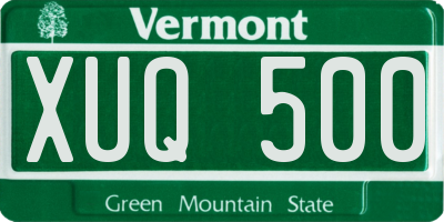 VT license plate XUQ500