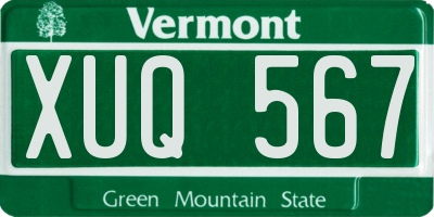 VT license plate XUQ567