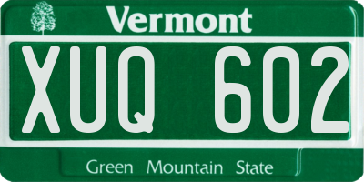 VT license plate XUQ602