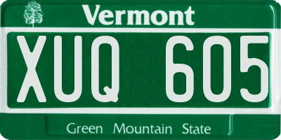VT license plate XUQ605