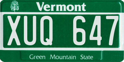 VT license plate XUQ647