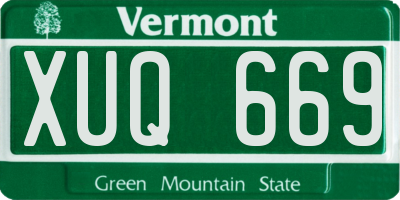 VT license plate XUQ669