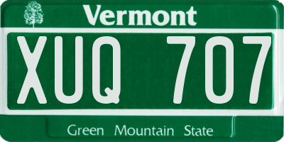 VT license plate XUQ707
