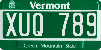 VT license plate XUQ789