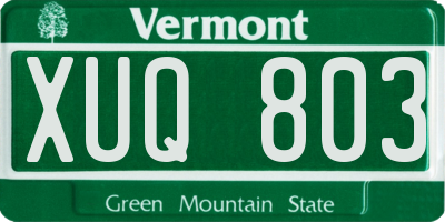 VT license plate XUQ803