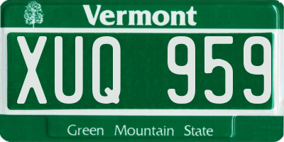 VT license plate XUQ959