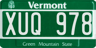 VT license plate XUQ978