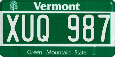 VT license plate XUQ987