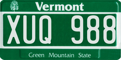 VT license plate XUQ988