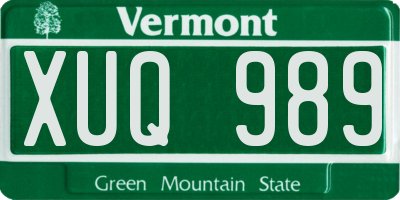 VT license plate XUQ989