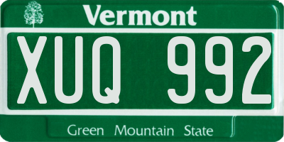 VT license plate XUQ992