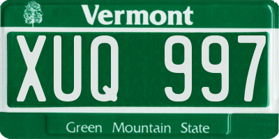 VT license plate XUQ997