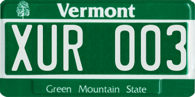 VT license plate XUR003