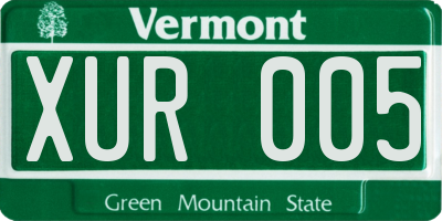 VT license plate XUR005