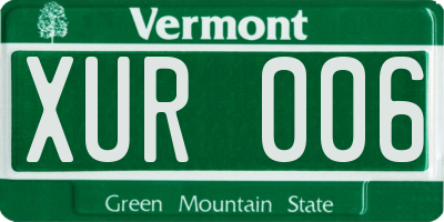 VT license plate XUR006