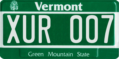 VT license plate XUR007