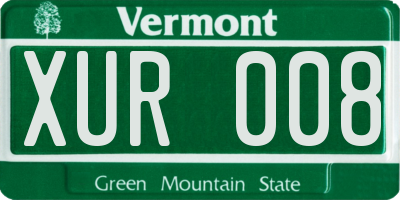 VT license plate XUR008