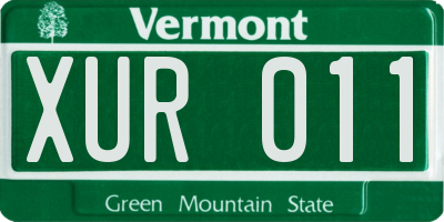 VT license plate XUR011