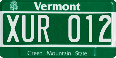 VT license plate XUR012