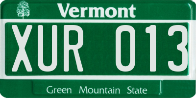 VT license plate XUR013