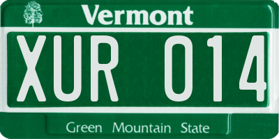 VT license plate XUR014