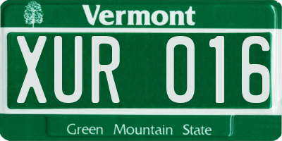 VT license plate XUR016