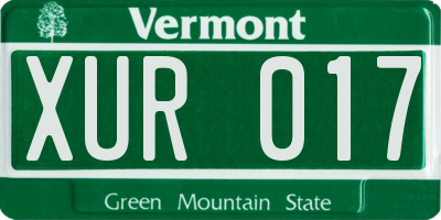 VT license plate XUR017