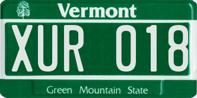VT license plate XUR018