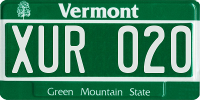 VT license plate XUR020