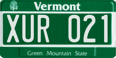 VT license plate XUR021