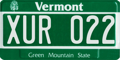 VT license plate XUR022