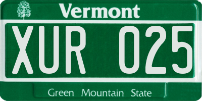 VT license plate XUR025