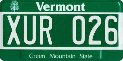VT license plate XUR026