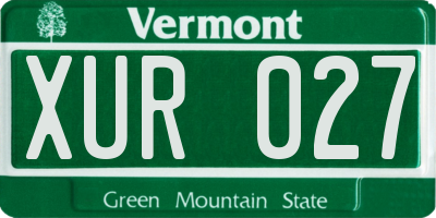 VT license plate XUR027