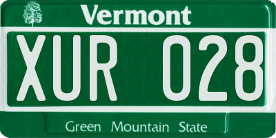 VT license plate XUR028