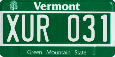 VT license plate XUR031