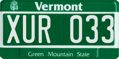 VT license plate XUR033
