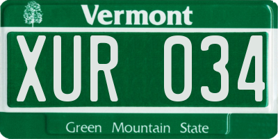 VT license plate XUR034