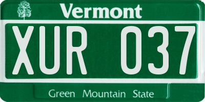 VT license plate XUR037