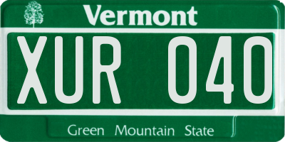 VT license plate XUR040