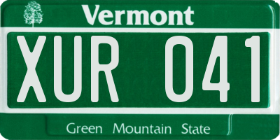 VT license plate XUR041