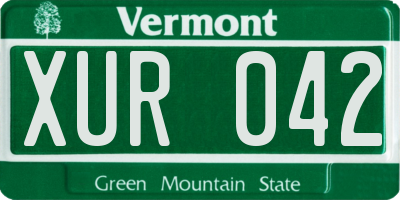 VT license plate XUR042