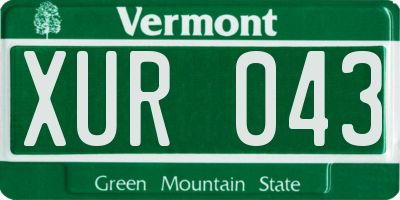 VT license plate XUR043