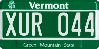 VT license plate XUR044