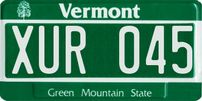 VT license plate XUR045