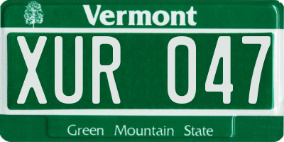 VT license plate XUR047