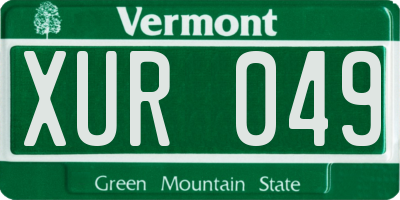 VT license plate XUR049